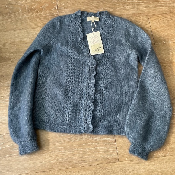 Sézane Angelie Cardigan NWT XXS Vintage Blue - Picture 5 of 10